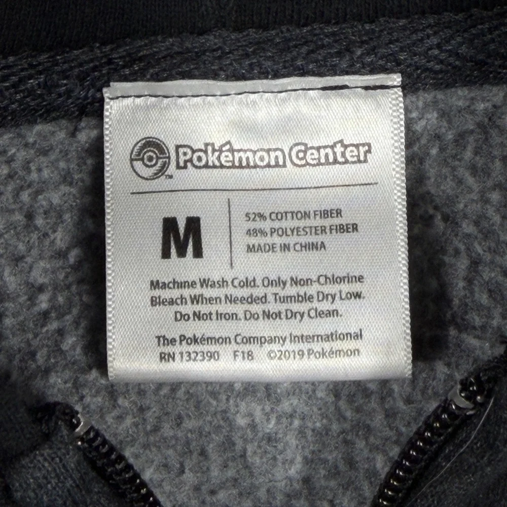 Pokemon Center Charizard Full Zip Hoodie Mens Medium Grey Black‎ 2019 Graphic